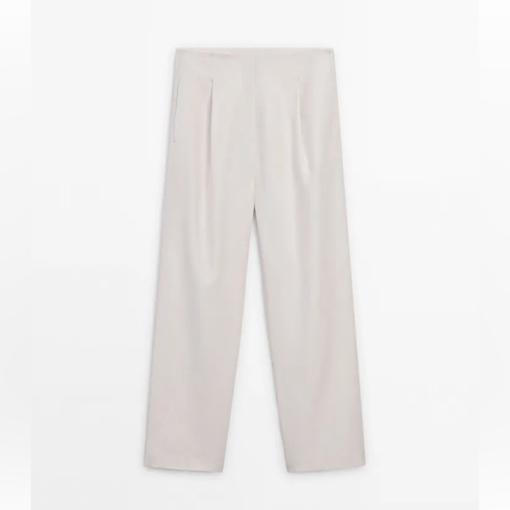 NWT Massimo‎ Dutti Darted Linen Blend Trousers In Cream Size 2 - Picture 13 of 13